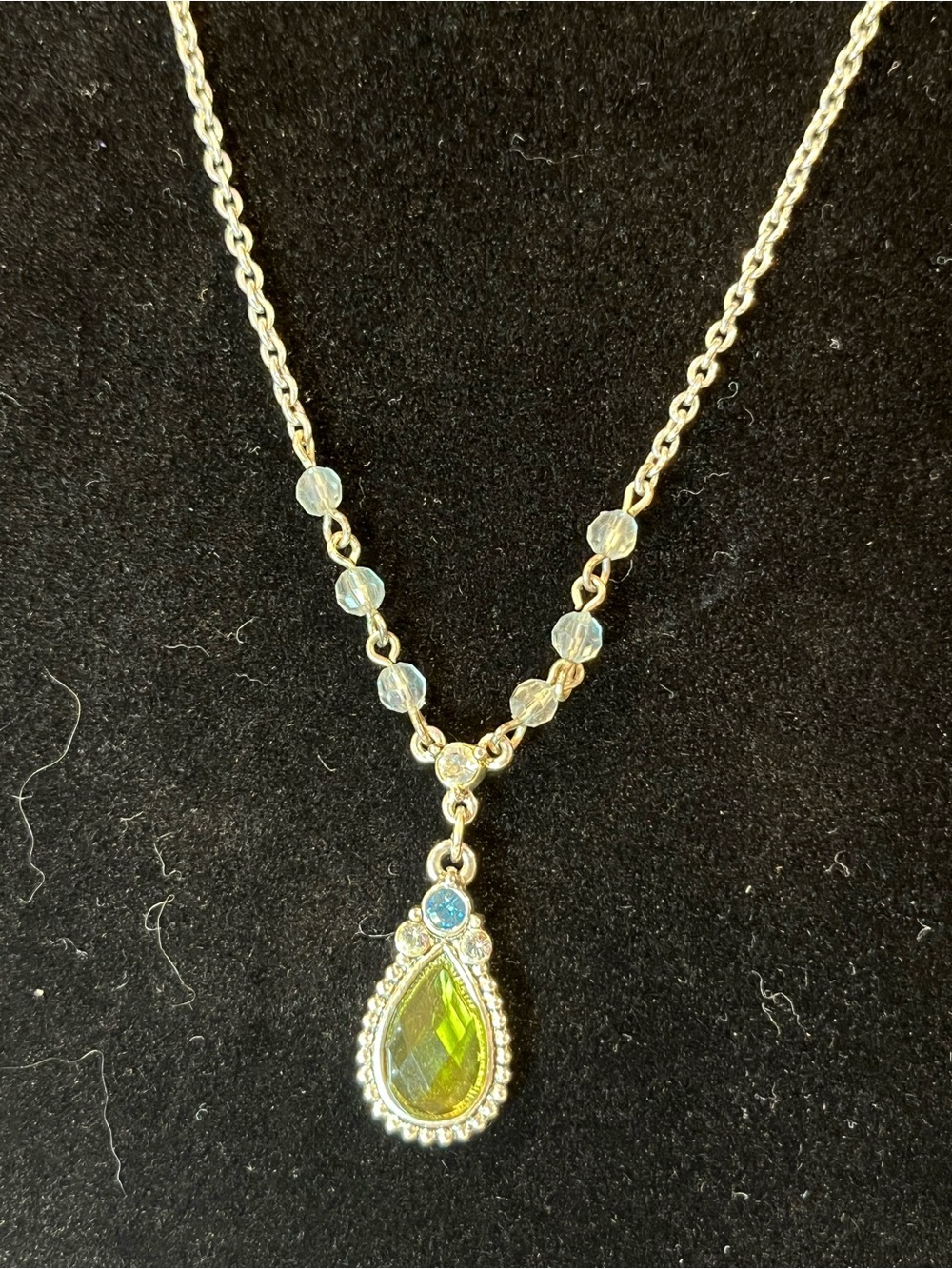 1928 Gold Tone Necklace with Green and Blue Accents